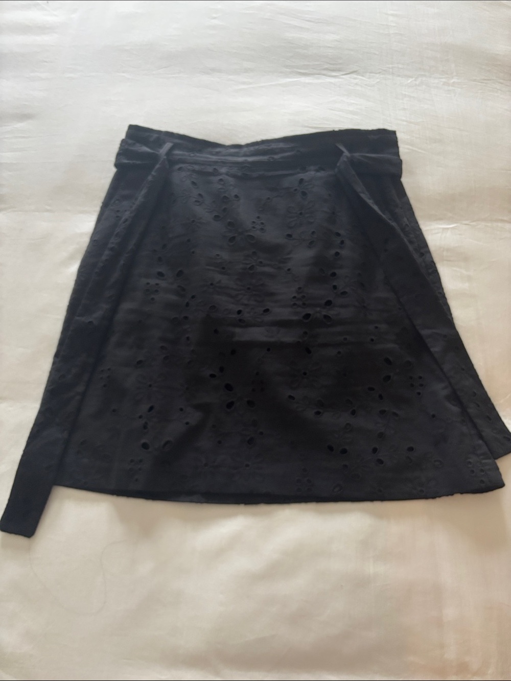 Ann Taylor Black Eyelet A-Line Wrap Skirt